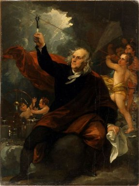 Benjamin Franklin Tekening Elektriciteit uit de hemel