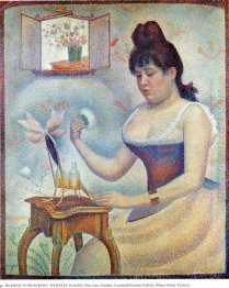 Jovem mulher que pulveriza A própria 1890
