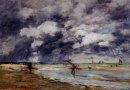 Shore Di Low Tide Rainy Cuaca Dekat Trouville 1895