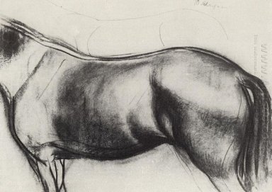 Esboço para a pintura Banhando o cavalo vermelho 1912