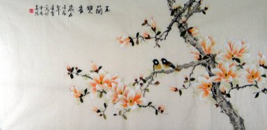 Magnolia & pássaros - pintura chinesa