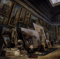 Imajiner View dari Grande Galerie di Louvre (detail)