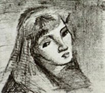 Cabeza de una mujer con el pelo suelto 1886