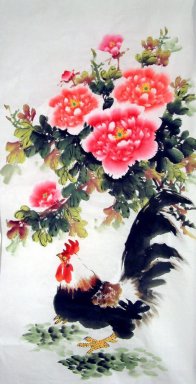 Chicken & Peony - la pintura china