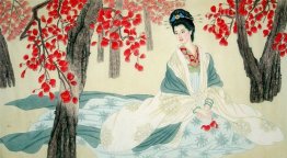 Mooie Dame - Chinees schilderij  Mooie Dame - Chinees schilderij