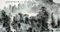 Una aldea en la colina - la pintura china