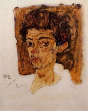 auto-portrait avec un fond brun 1912