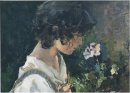 Menina italiana Com Flores 1886