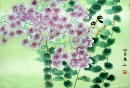 Fåglar-Bougainvillea - kinesisk målning