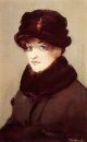 kvinna i päls porträtt av mery laurent 1882