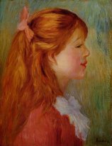 Chica joven con el pelo largo en el perfil 1890