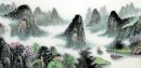 Bergbeklimmen, Boot - Chinees schilderij