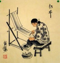 Pequineses velhos, fiação - pintura chinesa