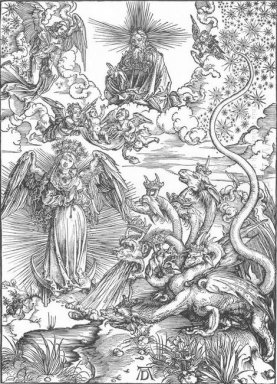 kvinnan klädd i solen och de sju leds draken 1511