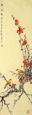 Peinture chinoise - Oiseaux-fleur