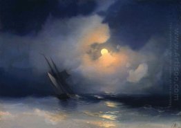 Badai At Sea Pada Moonlit Malam