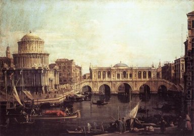 Capriccio del Canal Grande con un ponte di rialto immaginario e