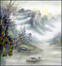 Rive, Arbres - Peinture chinoise