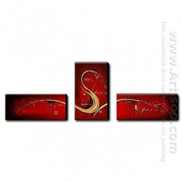 Tangan-Dicat Lukisan Oil Abstrak Pemandangan - Set 3