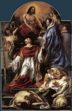 St Charles bryr sig om Plague offer Milano 1655