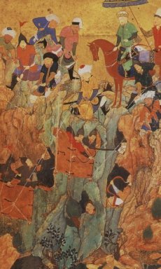 Timur\'s army attacks the survivors of the town of Nerges, in Geo