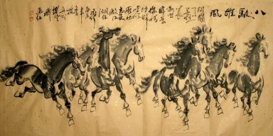 Delapan Kuda Treasures-Antique Kertas - Lukisan Cina