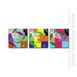 Hand-Dicat Lukisan Abstrak Oil - Set 3
