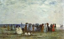Badgasten op het strand van Trouville 1869