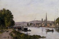 Rouen utsikt över floden Seine 1895