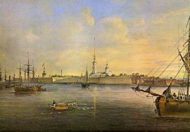 Utsikt över Neva och Peter och Paul fästning
