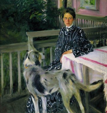 Retrato da esposa Yulia Yevstafievna Kustodieva artista S 1903