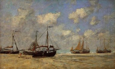 Scheveningen Boats Aground On The Shore 1875
