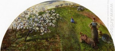 camponeses da primavera em um campo de 1882