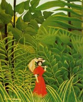 Woman In Red In The Forest