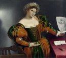 Una señora con un dibujo de Lucretia
