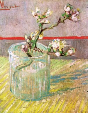 Blommande Almond Branch i ett glas 1888
