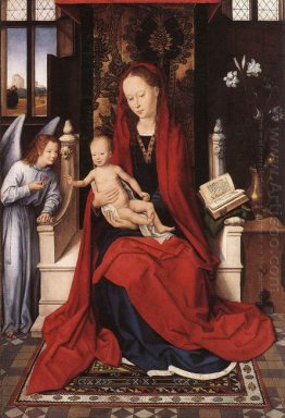 Virgin Enthroned com criança e do anjo