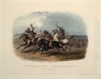 Hästkapplöpning i Sioux indier i närheten av Fort Pierre, platta