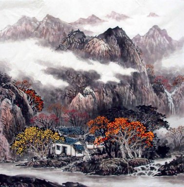 Une cour dans la montagne - Peinture chinoise