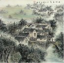 Небольшой городок - китайской живописи