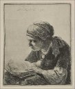 En ung kvinna läser 1634