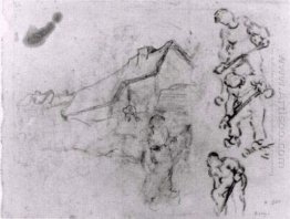 Sketches Of A Cottage And Figures 1890