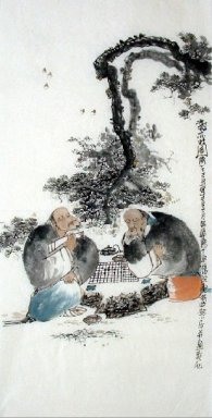 Zwei alte Männer, spielen Schach - Chinesische Malerei