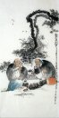 Twee Oude mannen, schaken - Chinees schilderij