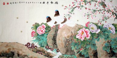 Peony & pássaros - pintura chinesa