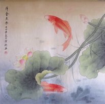 Fish & Lotus - Pittura cinese