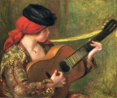 Mujer española joven con una guitarra de 1898