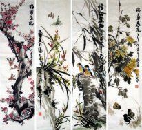 Pássaro e flor-FourInOne - Pintura Chinesa