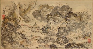 Paisaje con pabellón, Hanging Scroll