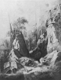 Rochas na ilha de Valaam Kukko 1859